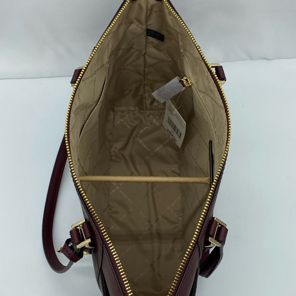 MICHAEL KORS CHARLOTTE LARGE TOP ZIP TOTE DARK CHERRY NWT - Picture 11 of 16